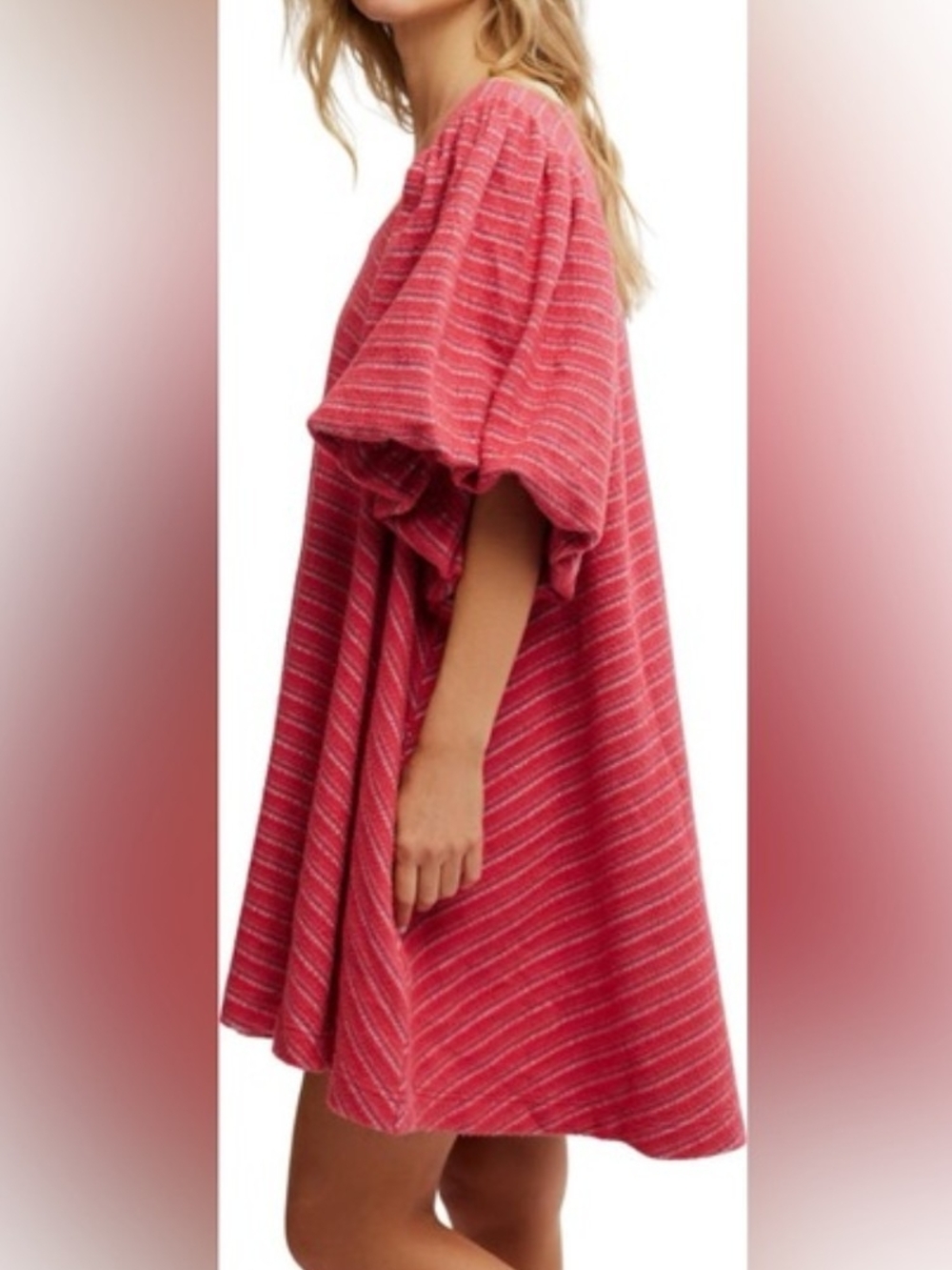 Free People Hudson Pullover Red Striped Mini Dress